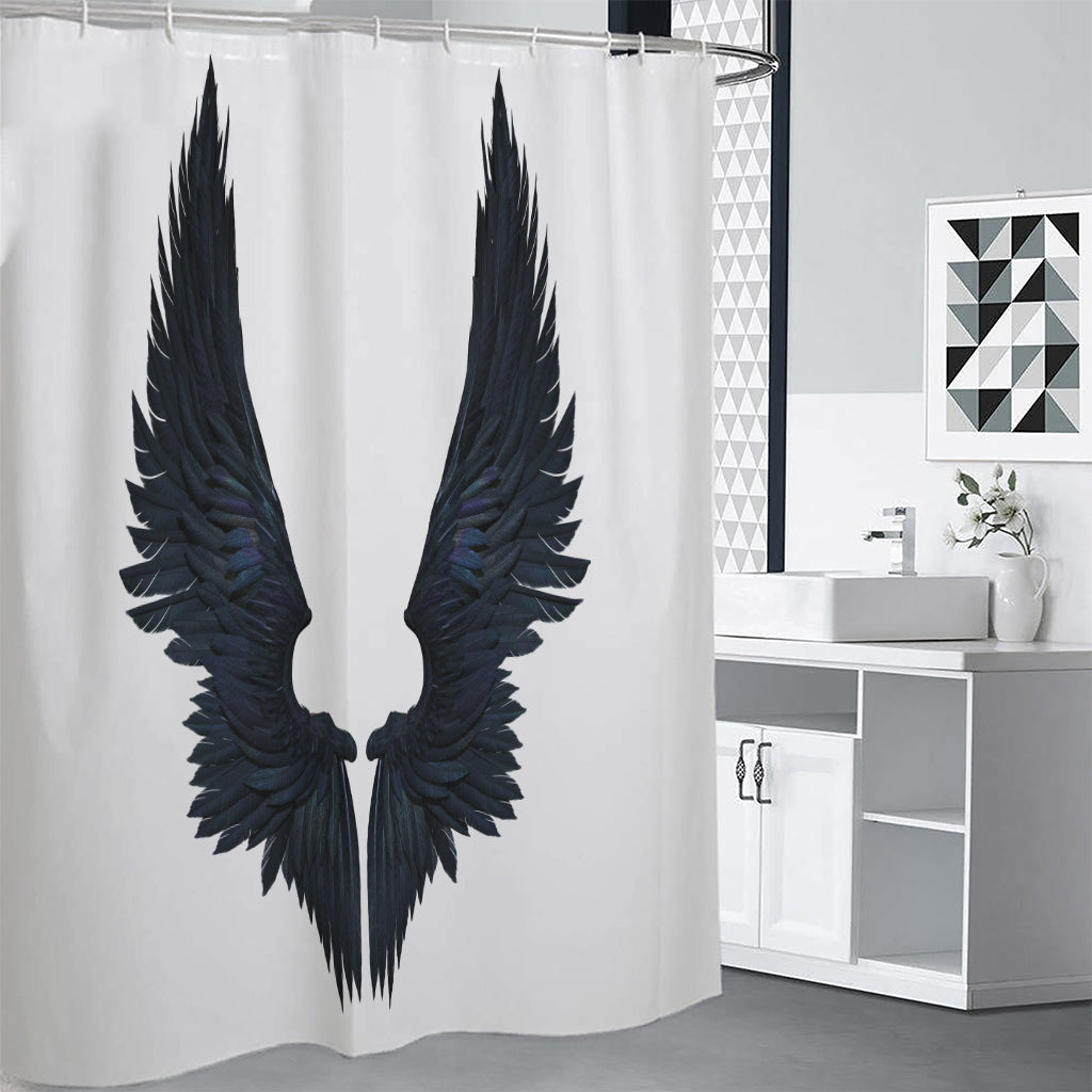 Black Demon Wings Print Premium Shower Curtain