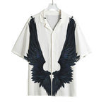 Black Demon Wings Print Rayon Hawaiian Shirt