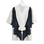 Black Demon Wings Print Rayon Hawaiian Shirt
