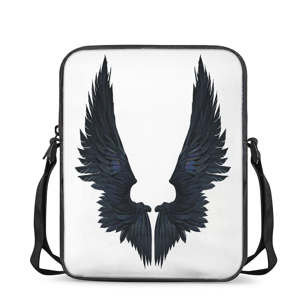Black Demon Wings Print Rectangular Crossbody Bag