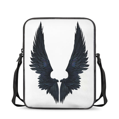 Black Demon Wings Print Rectangular Crossbody Bag