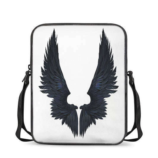 Black Demon Wings Print Rectangular Crossbody Bag