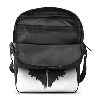 Black Demon Wings Print Rectangular Crossbody Bag