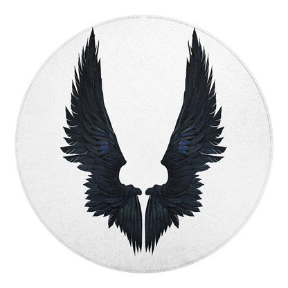 Black Demon Wings Print Round Blanket