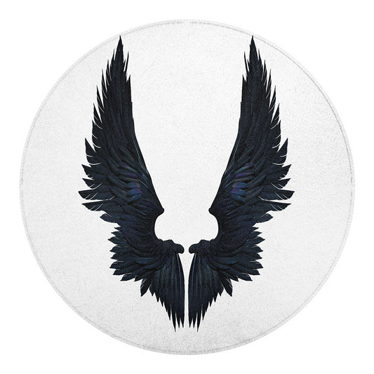 Black Demon Wings Print Round Blanket