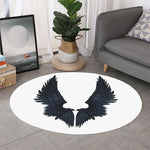 Black Demon Wings Print Round Rug