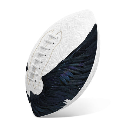 Black Demon Wings Print Rugby Ball