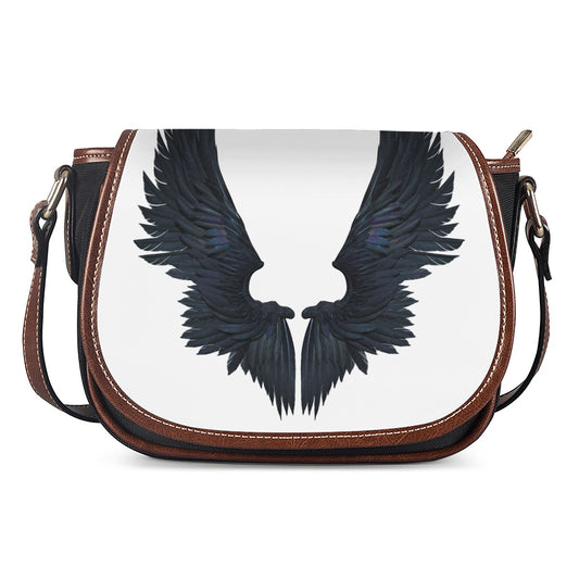 Black Demon Wings Print Saddle Bag
