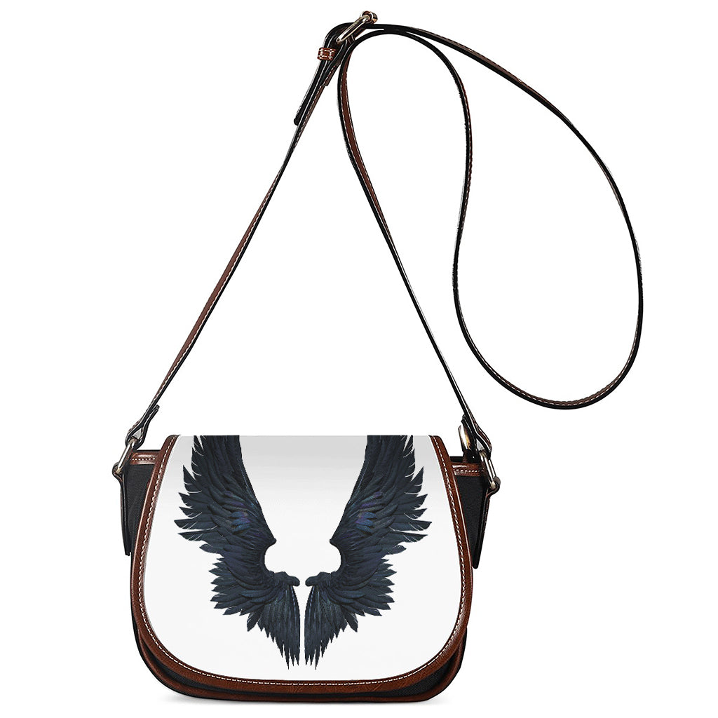 Black Demon Wings Print Saddle Bag