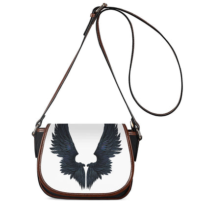 Black Demon Wings Print Saddle Bag