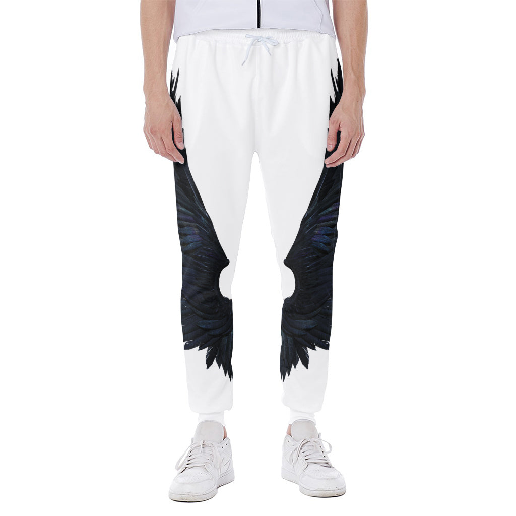 Black Demon Wings Print Scuba Joggers