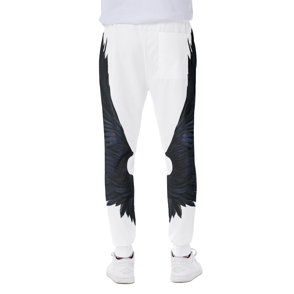 Black Demon Wings Print Scuba Joggers