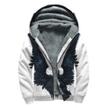Black Demon Wings Print Sherpa Lined Zip Up Hoodie