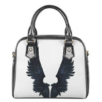 Black Demon Wings Print Shoulder Handbag