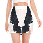 Black Demon Wings Print Side Slit Mini Skirt