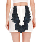 Black Demon Wings Print Side Slit Mini Skirt