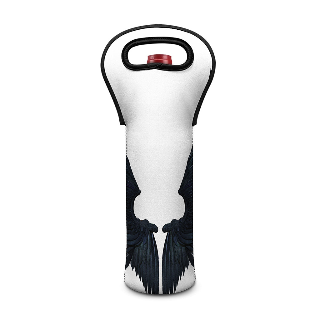 Black Demon Wings Print Single Neoprene Wine Tote