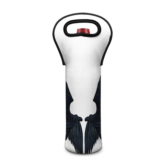 Black Demon Wings Print Single Neoprene Wine Tote