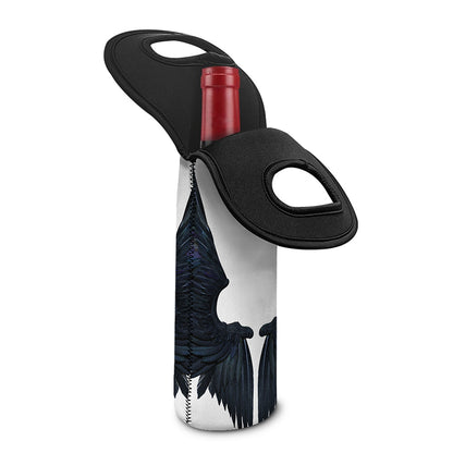 Black Demon Wings Print Single Neoprene Wine Tote