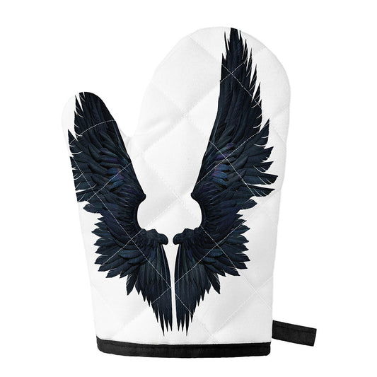 Black Demon Wings Print Single Oven Mitt