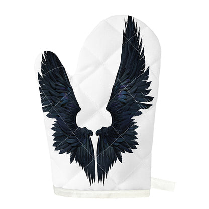 Black Demon Wings Print Single Oven Mitt