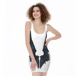 Black Demon Wings Print Sleeveless Bodycon Dress