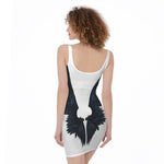 Black Demon Wings Print Sleeveless Bodycon Dress