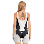 Black Demon Wings Print Sleeveless One Piece Swimsuit