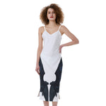Black Demon Wings Print Slim Fit Midi Cami Dress