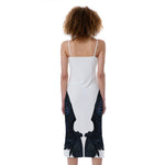 Black Demon Wings Print Slim Fit Midi Cami Dress