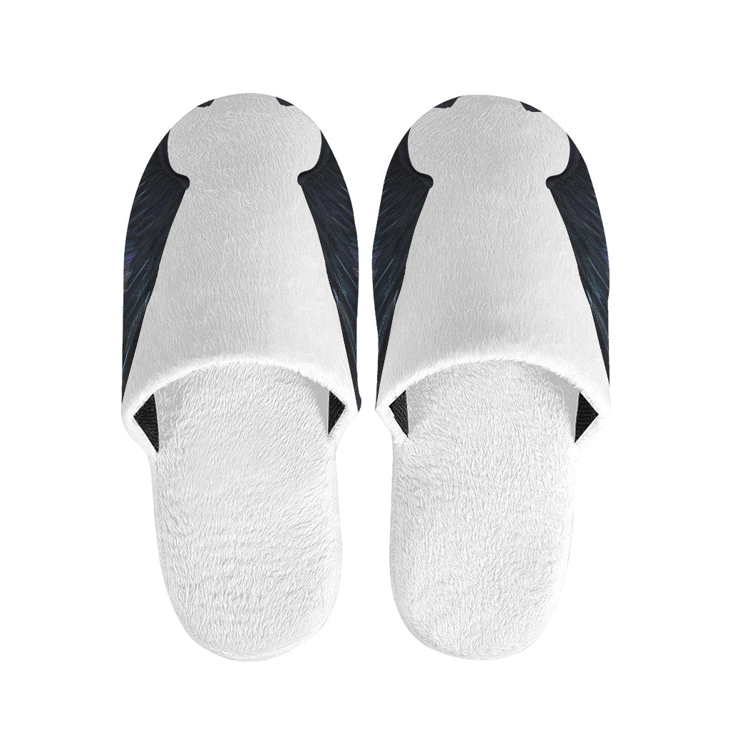 Black Demon Wings Print Slippers