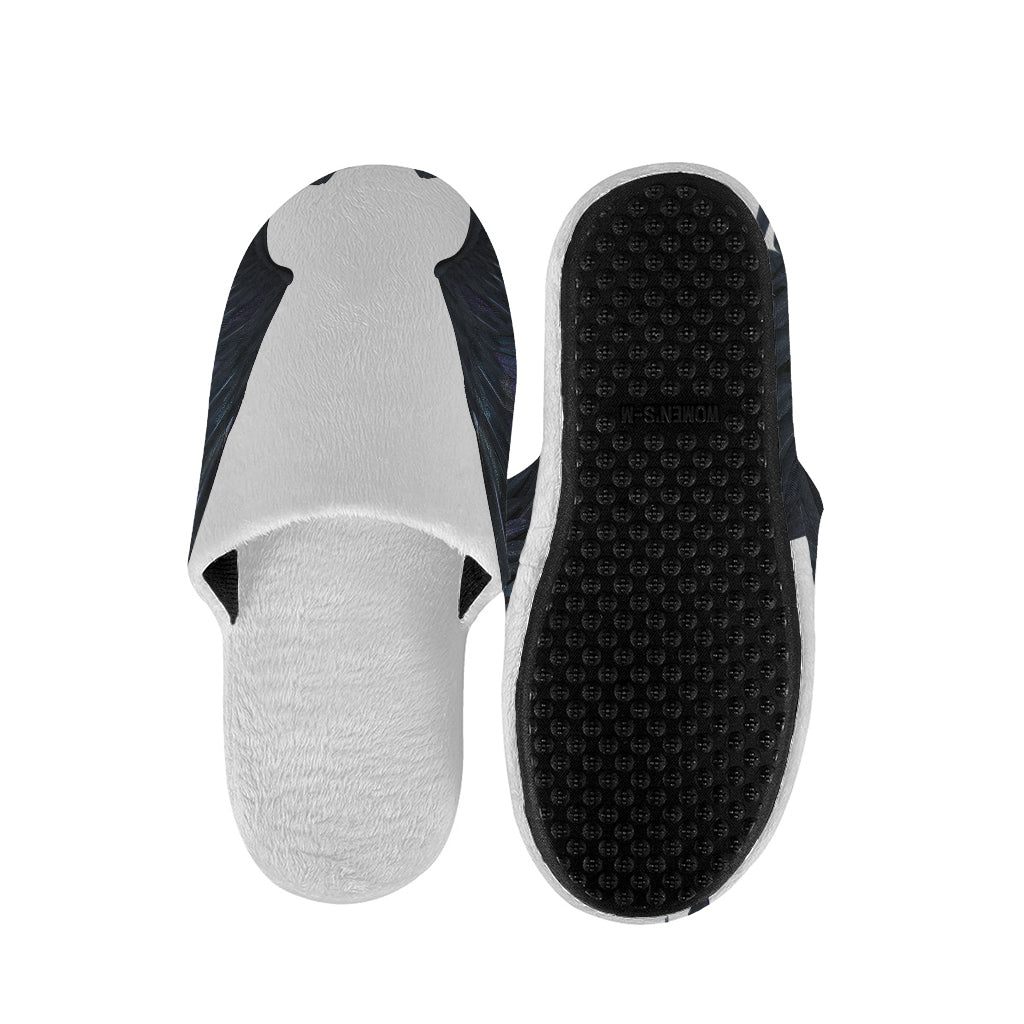Black Demon Wings Print Slippers