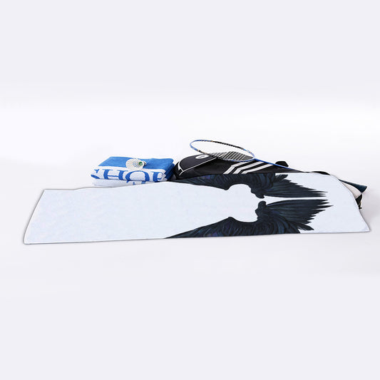 Black Demon Wings Print Sports Towel