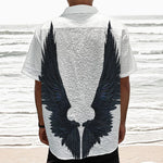 Black Demon Wings Print Textured Short Sleeve Shirt