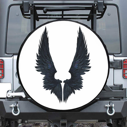 Black Demon Wings Print Tire Cover