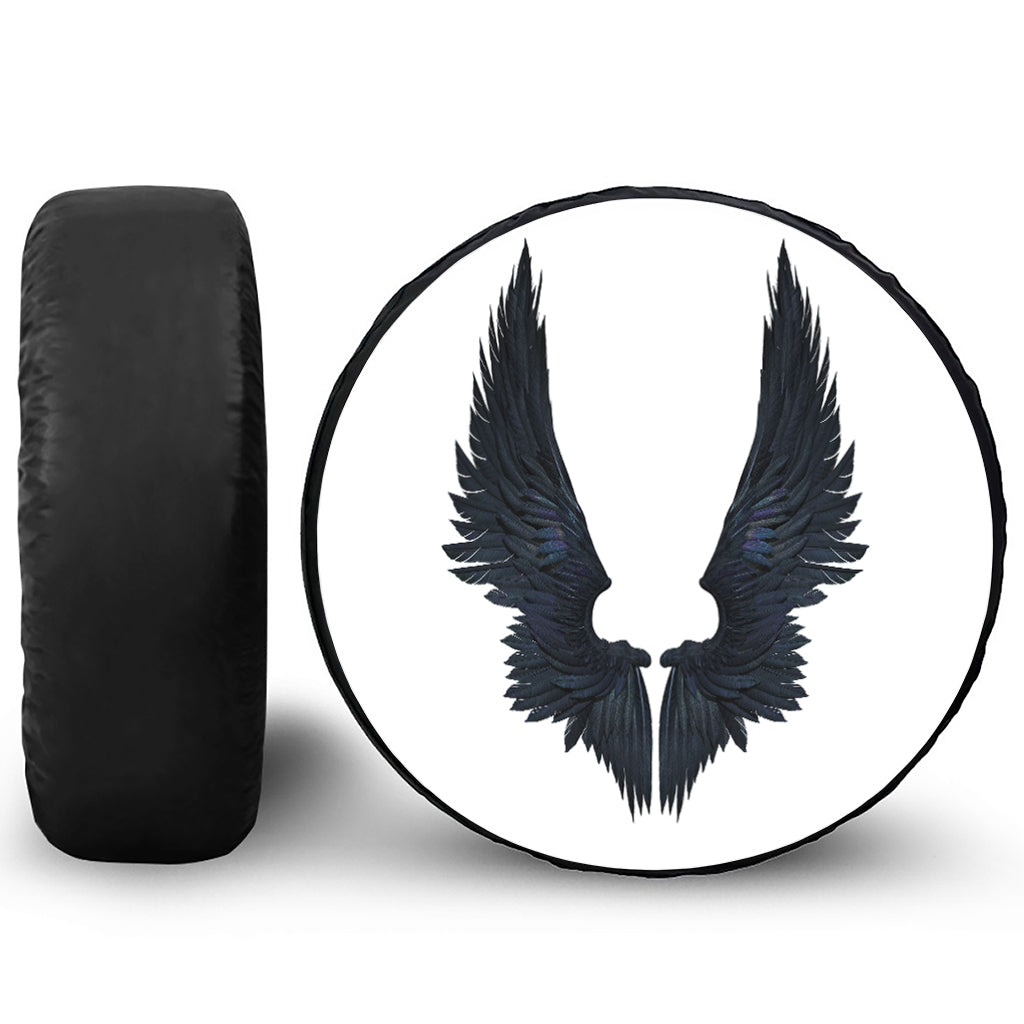 Black Demon Wings Print Tire Cover