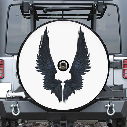 Black Demon Wings Print Tire Cover With Camera Hole