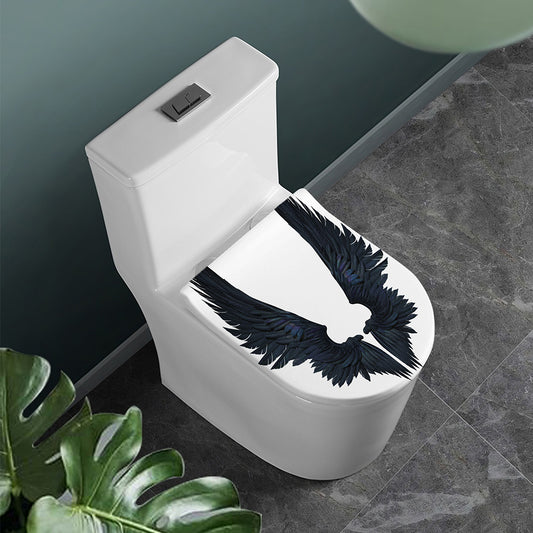 Black Demon Wings Print Toilet Lid Cover