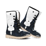 Black Demon Wings Print Winter Boots