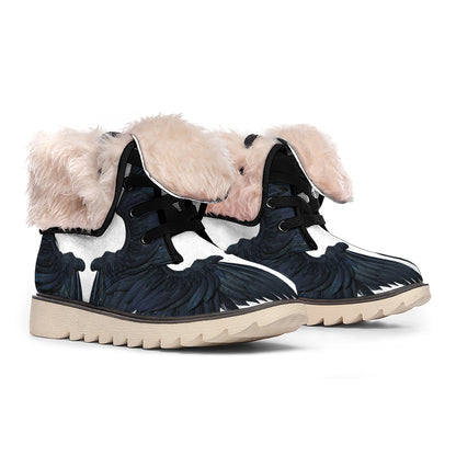 Black Demon Wings Print Winter Boots