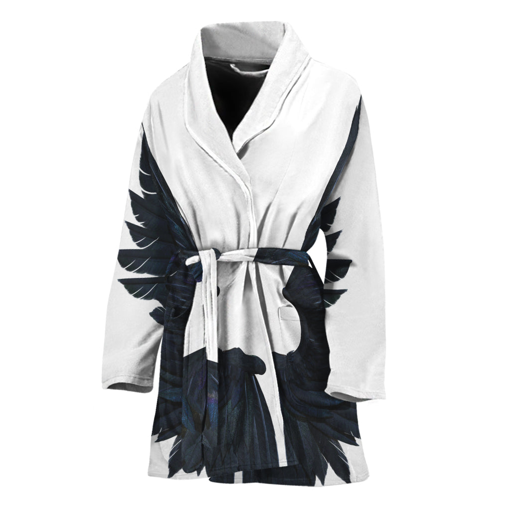 Black Demon Wings Print Women's Bathrobe