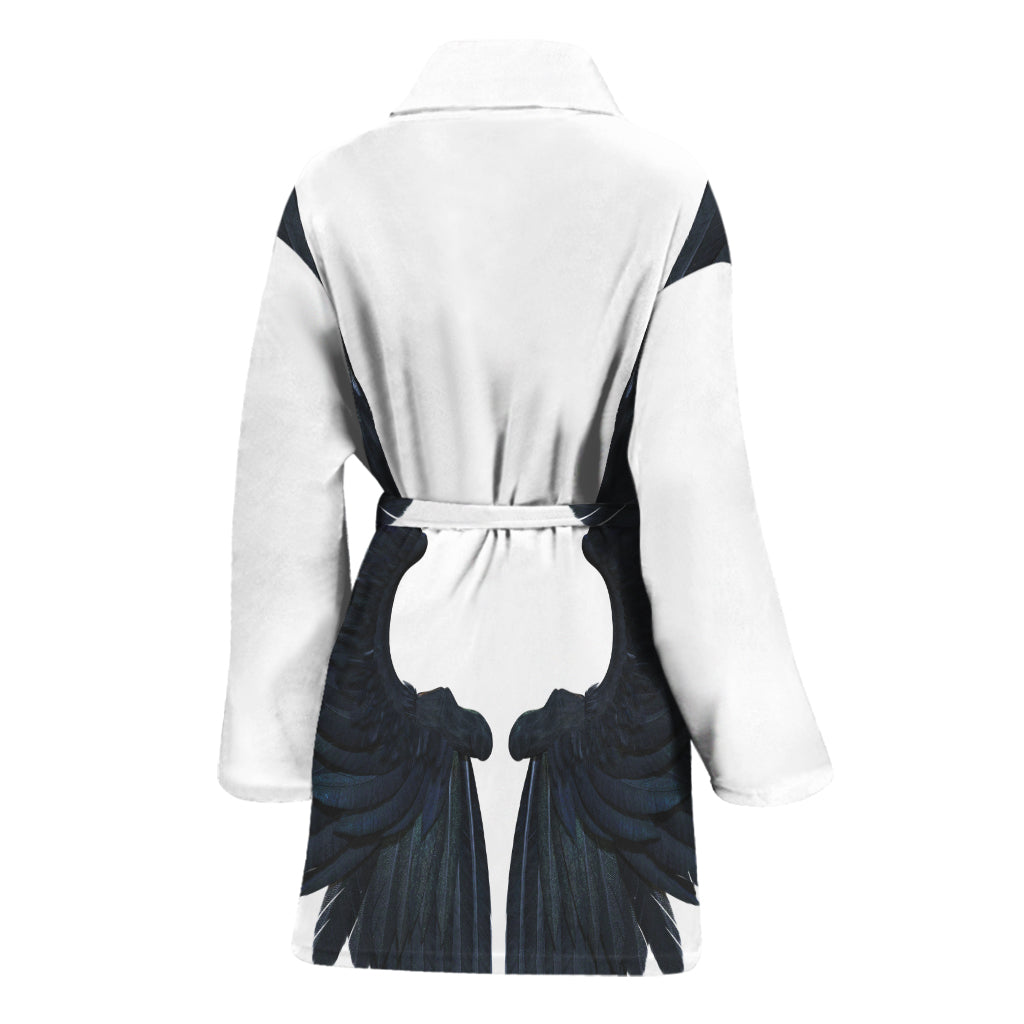 Black Demon Wings Print Women's Bathrobe