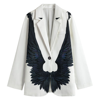 Black Demon Wings Print Women's Blazer