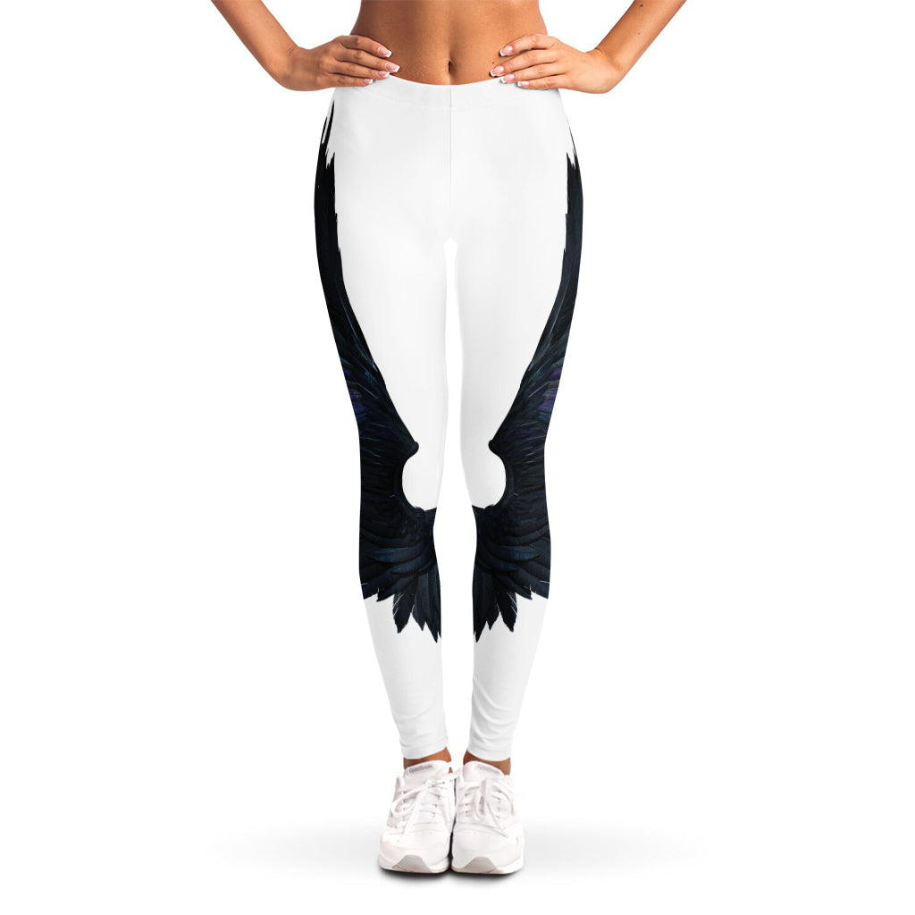 Black Demon Wings Print Women's Leggings