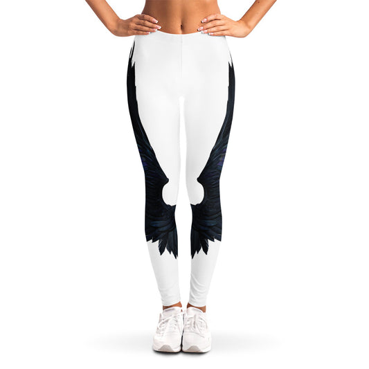 Black Demon Wings Print Women's Leggings