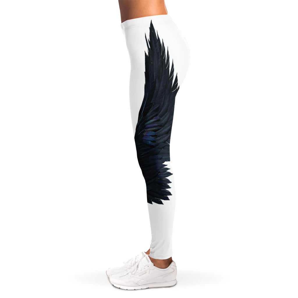 Black Demon Wings Print Women's Leggings