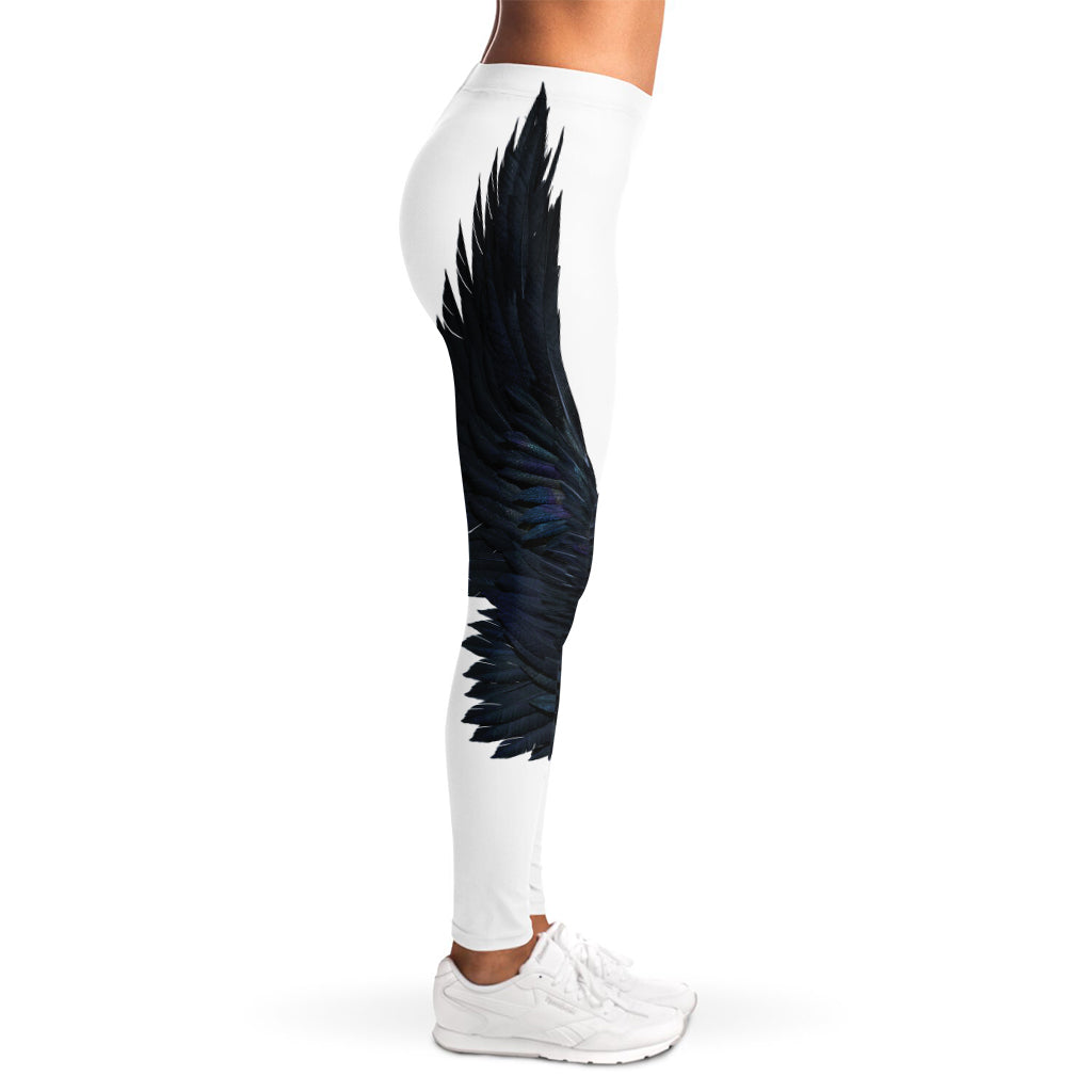 Black Demon Wings Print Women's Leggings