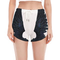 Black Demon Wings Print Women's Split Running Shorts