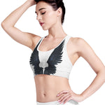 Black Demon Wings Print Women's Sports Bra