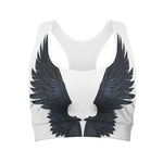 Black Demon Wings Print Women's Sports Bra